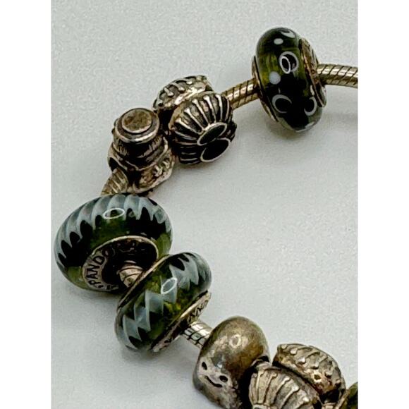 Authentic Pandora 925 sterling silver 7.5" charm bracelet w/10 charms 50.28G - Picture 6 of 7